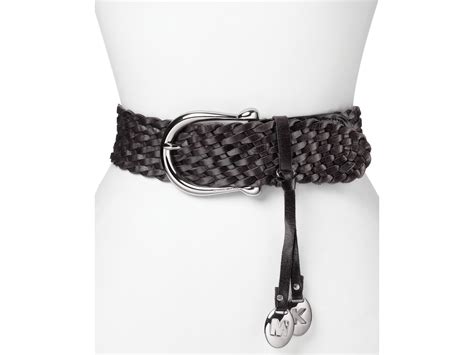 michael kors black braided leather belt